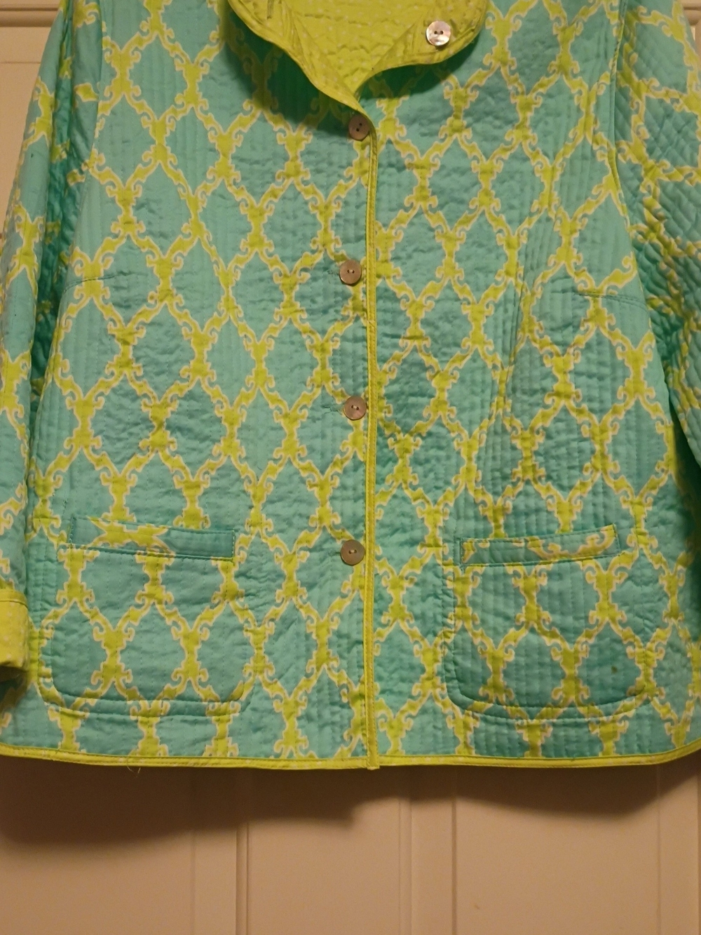 PATTY KIM Lime Polka Dot Quilted Jacket